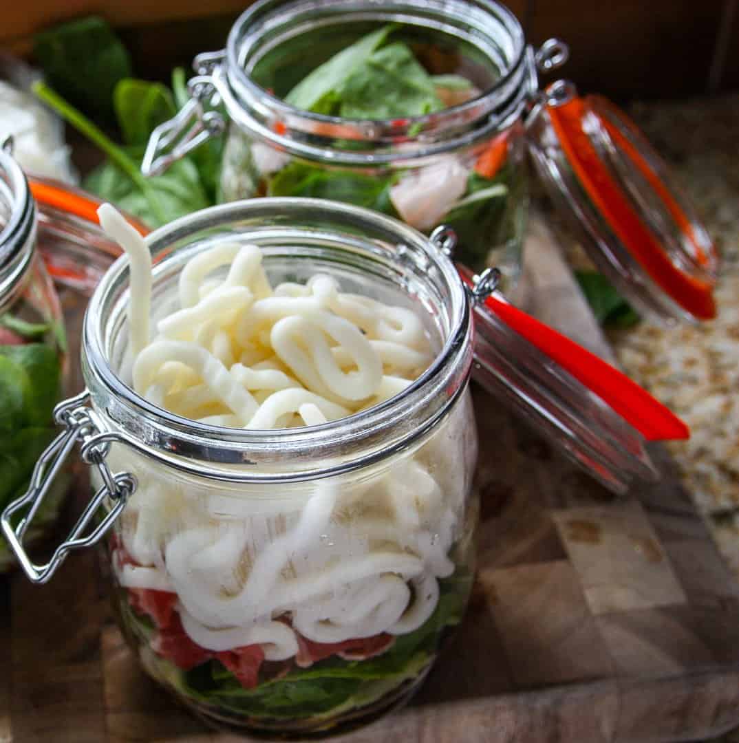 A jar of food on a table