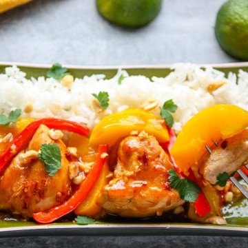 A plate of food, with Chicken