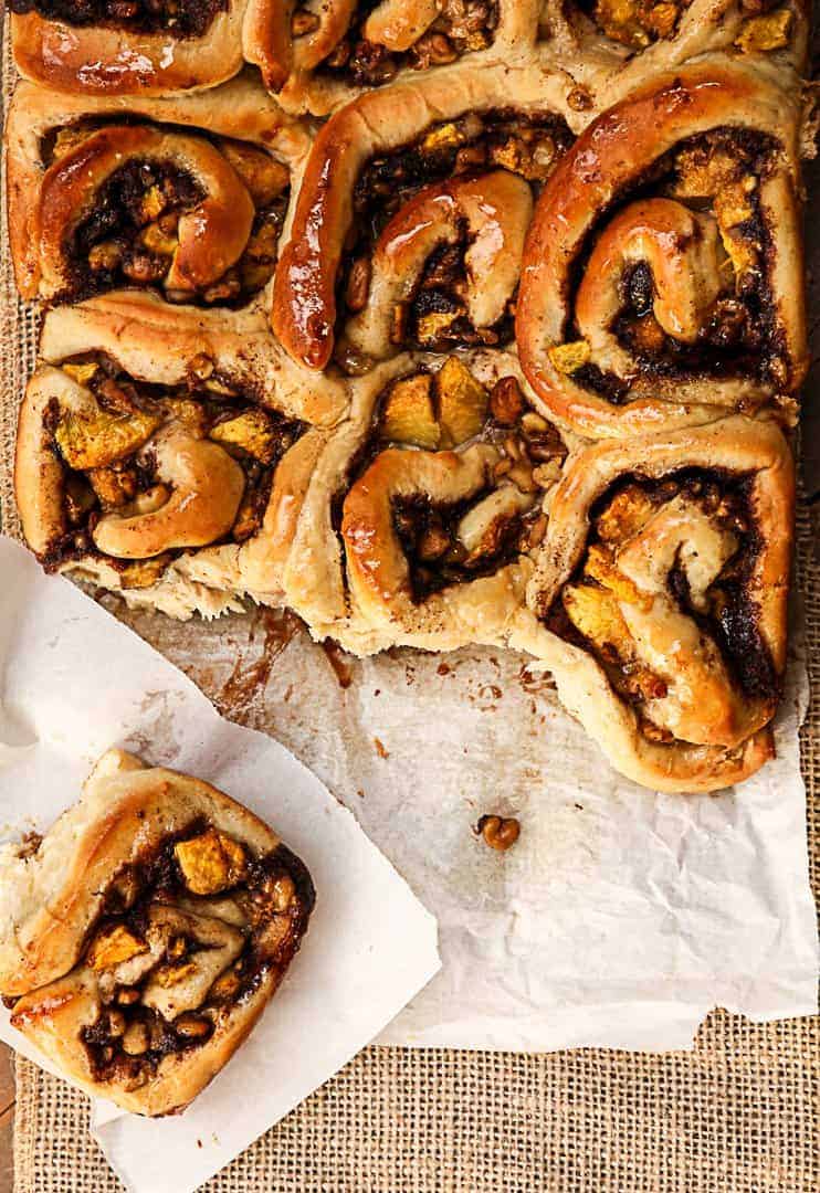 Peach Pecan Cinnamon Buns