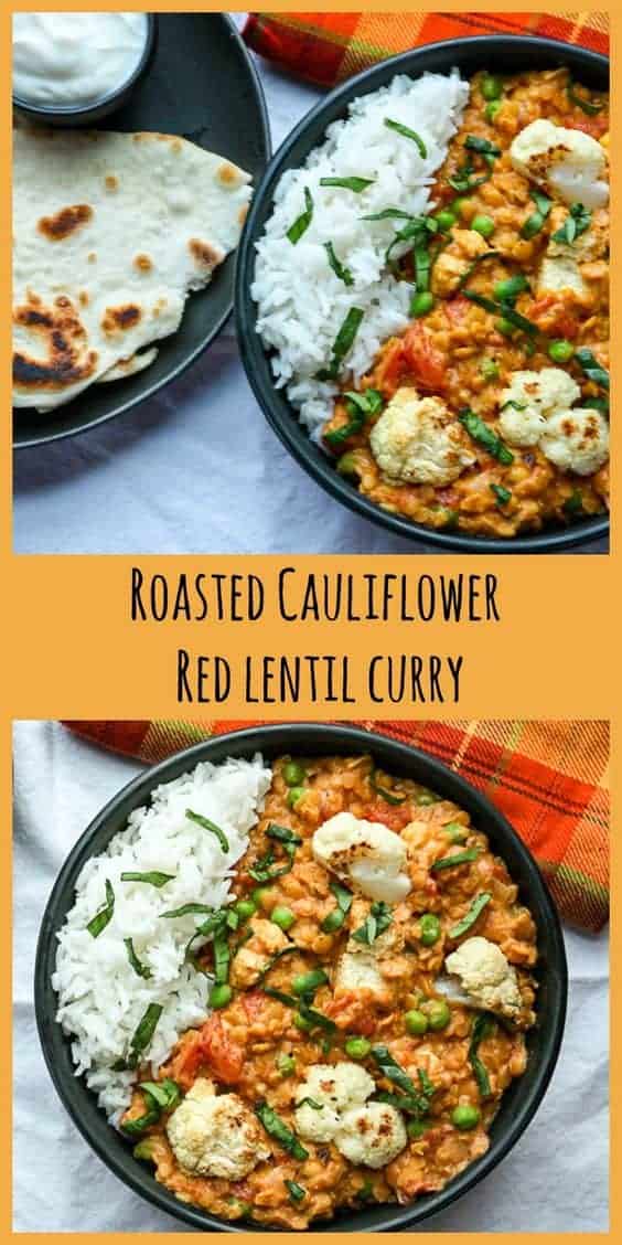Roasted Cauliflower Red Lentil Curry