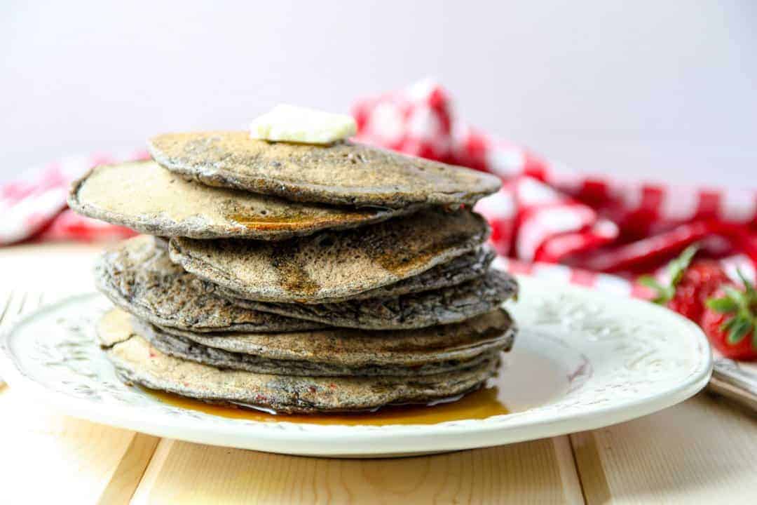 A stack of pancakes on a plate