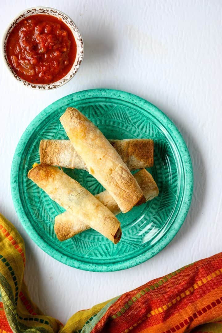 Baked Breakfast Taquitos with Salsa Dip