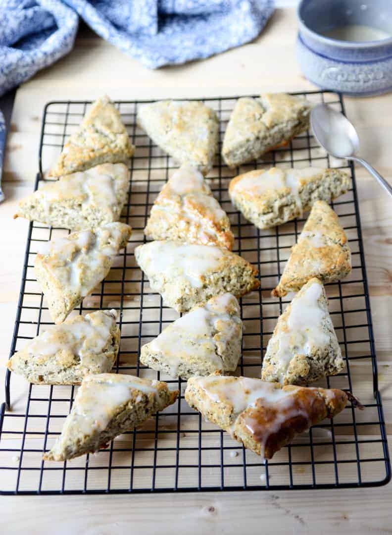 Baked scones cooling on a rack