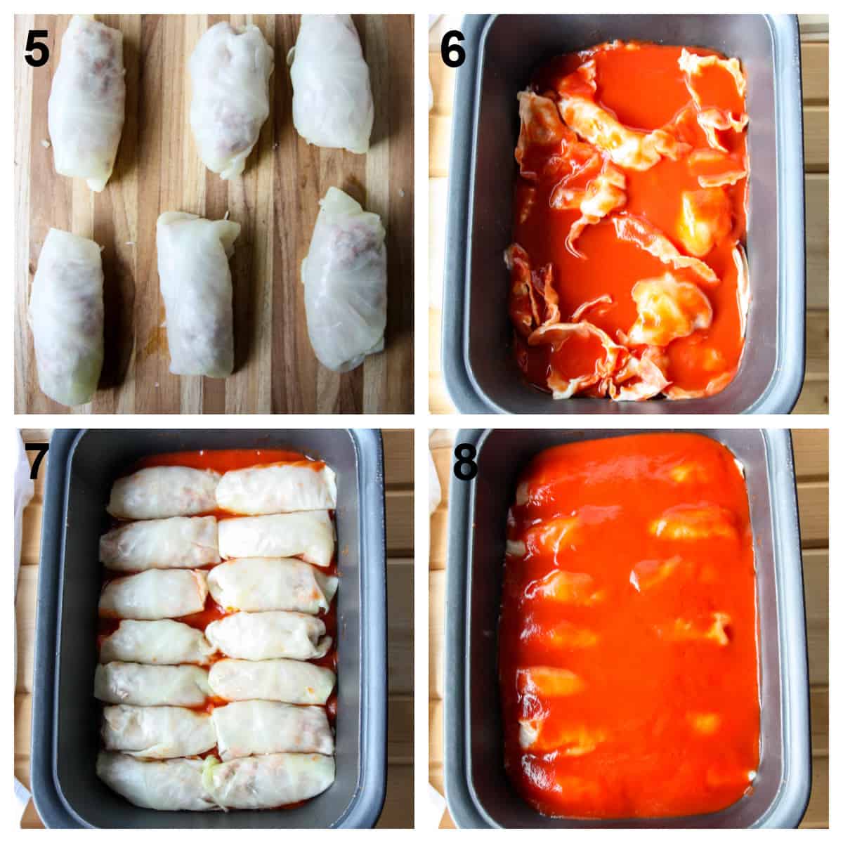 Steps 5 through 8 of making this recipe.