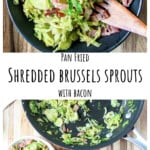 A pan of shaved brussels sprouts.