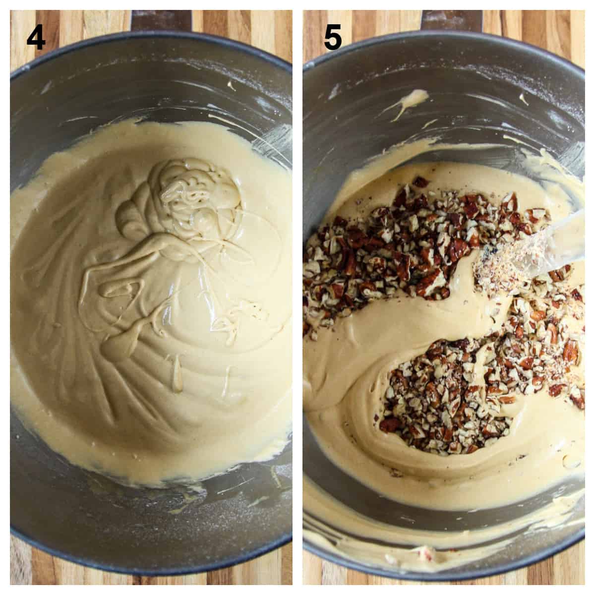 The steps for making the butter tart filling.