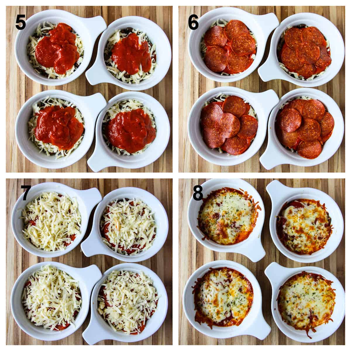 A collage showing the final four steps for making the recipe.