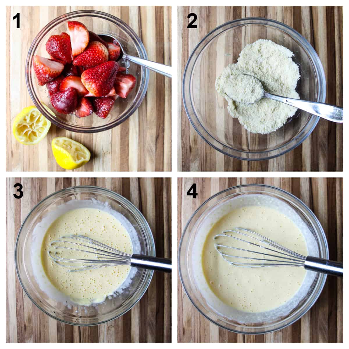 The first four steps for making the recipe.