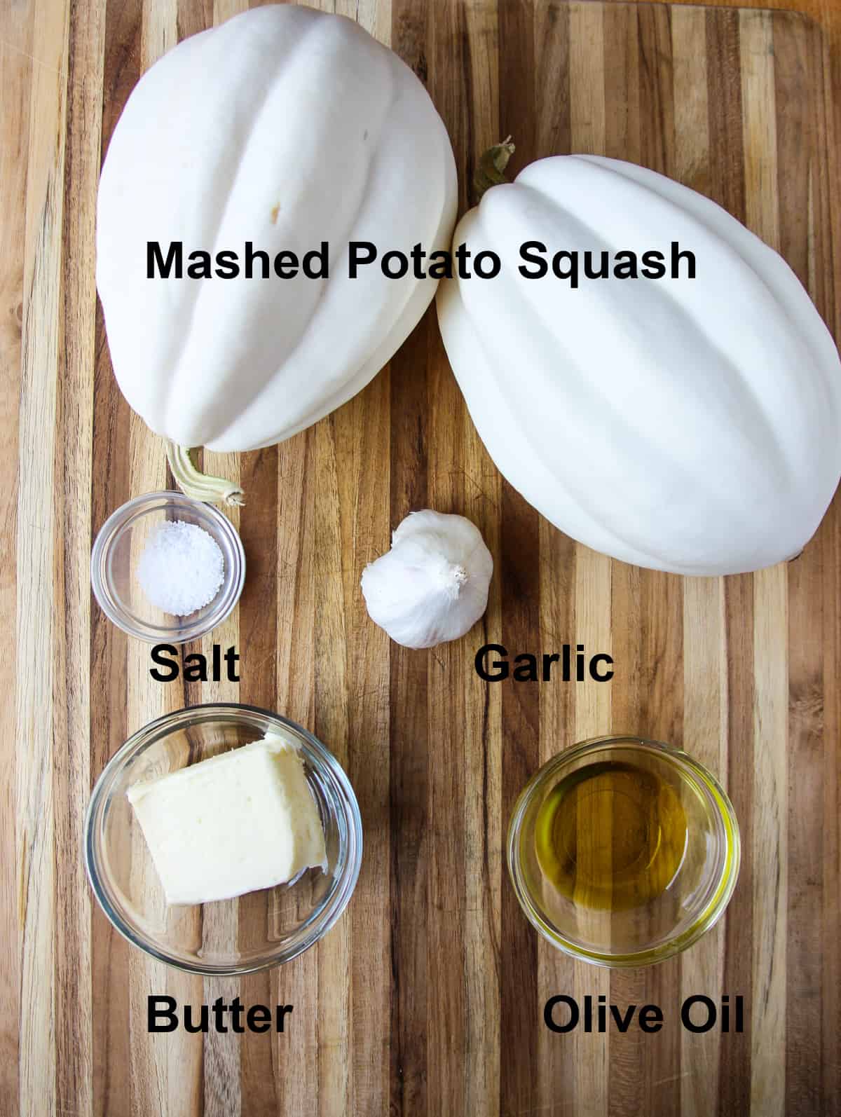 The ingredients to make this recipe on a wooden board.