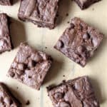 Mexican chocolate brownies on parchment paper.