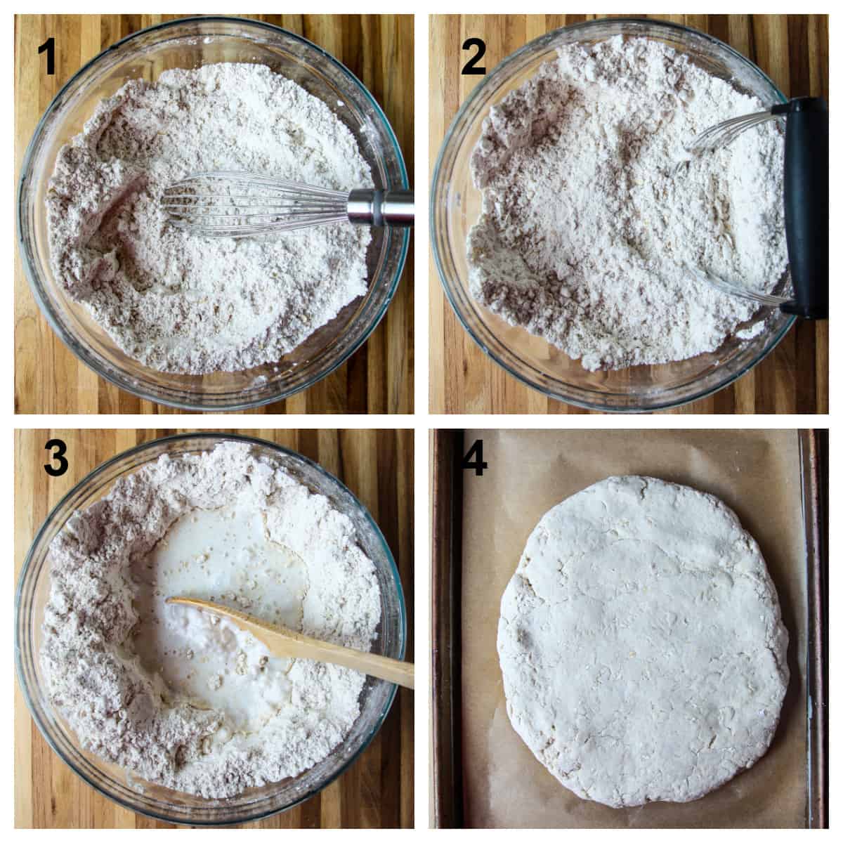 The first four steps of the recipe process.
