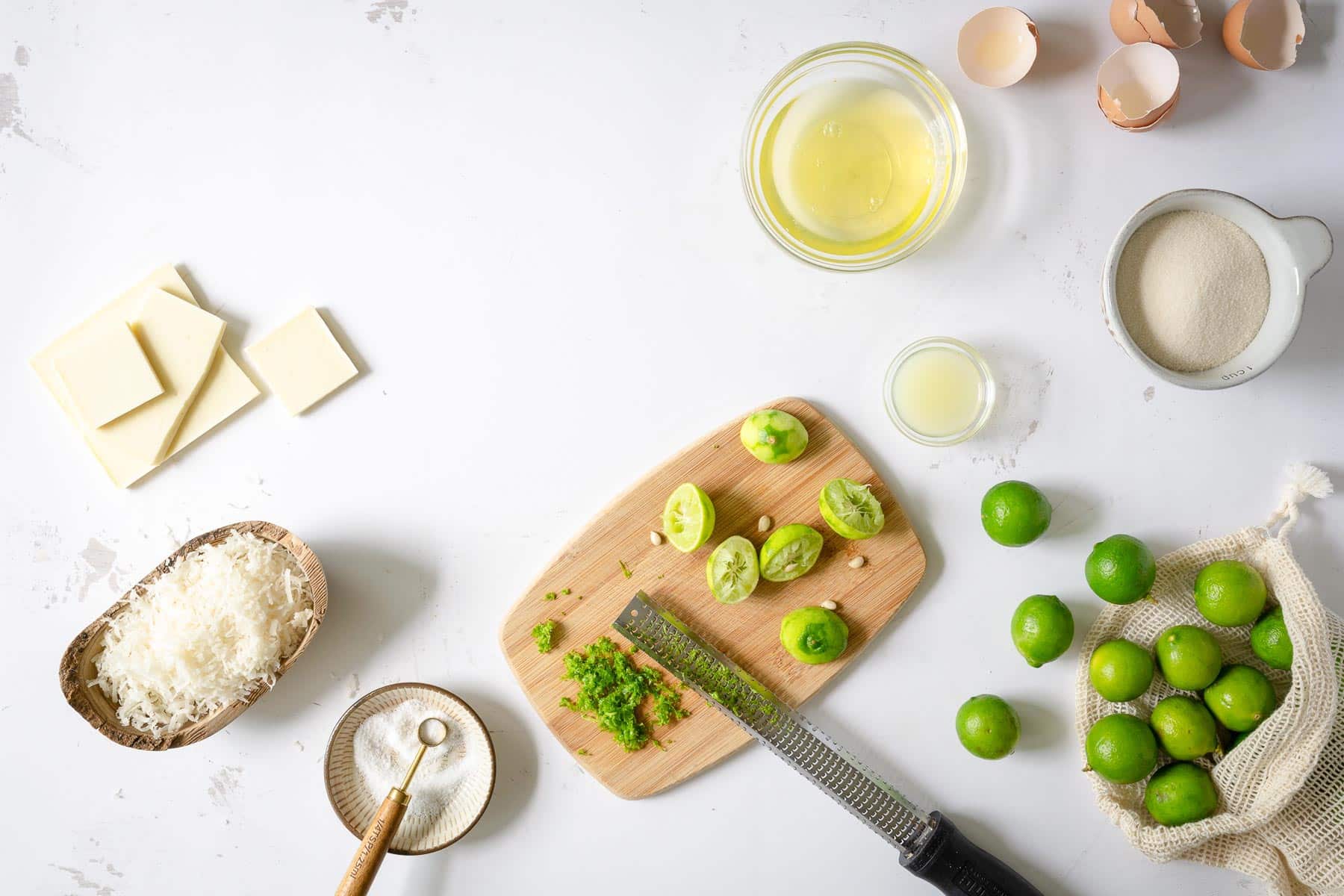 overhead view of macaroon ingredients